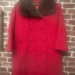Vintage 1960s riche red coat Mink fur
